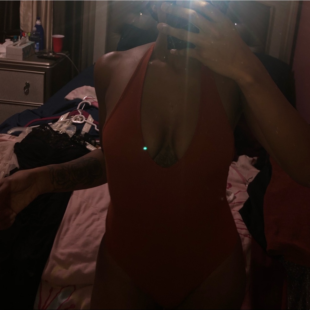 Orange Halter Bodysuit